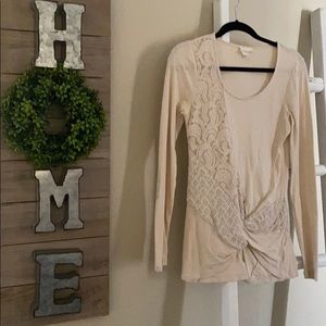 Anthropology Deletta long sleeve lace crochet top